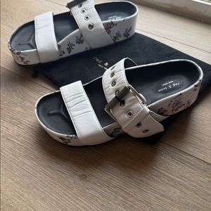 Rag & Bone White Floral Buckle Sandals